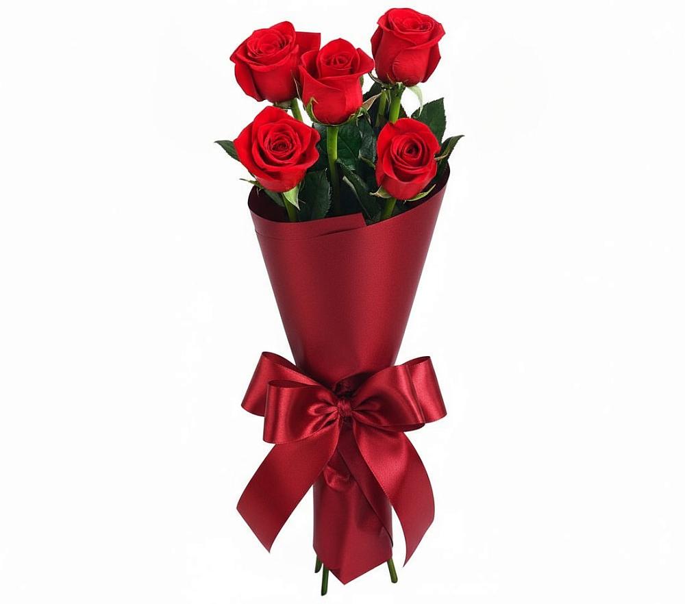 Букет 5 Красных роз Эдлесс Лав в Сафоново Мурманской области