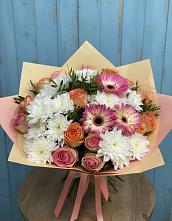 Букет цветов из:  Розы, Герберы и Хризантемы #REPLACE_PRED# Сафоново Мурманской области