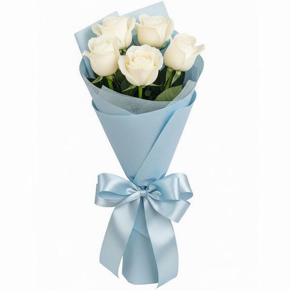 Букет 5 Белых роз Проуд в Сафоново Мурманской области