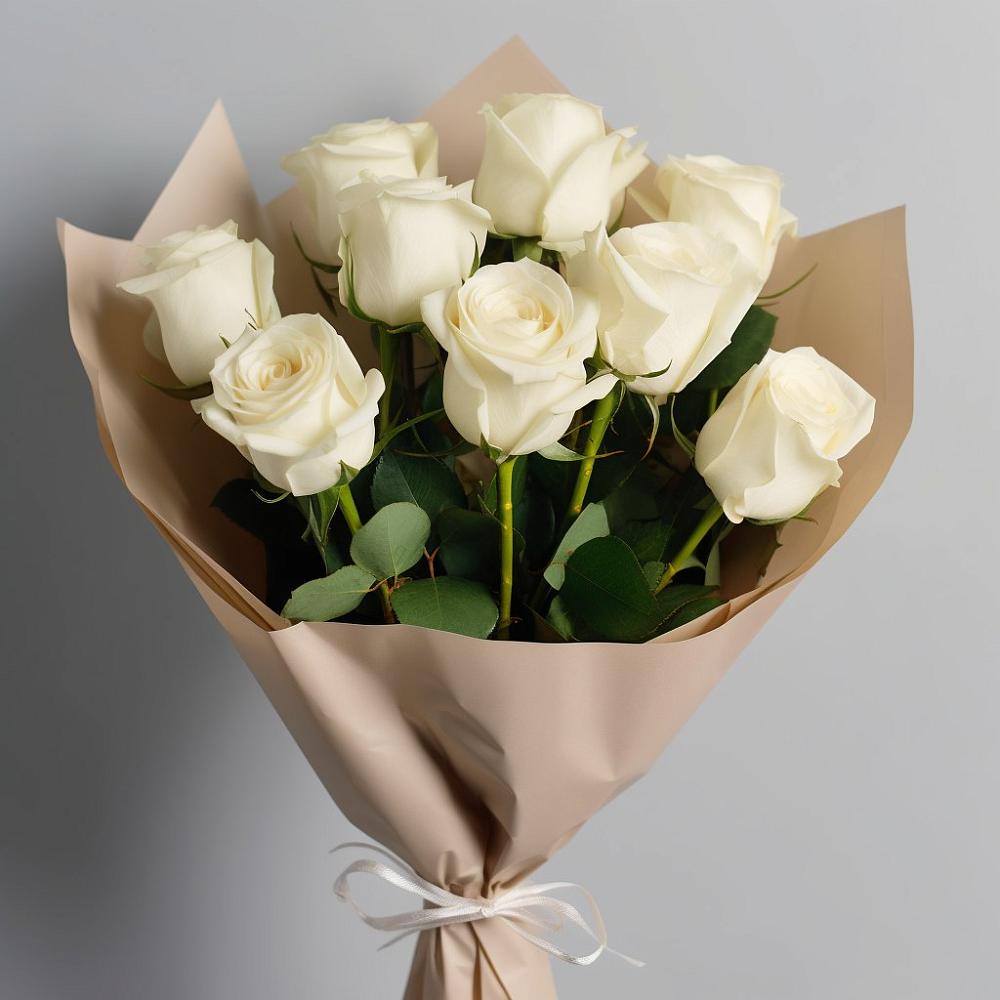 Букет 9 Белых роз Эдлесс Лав в Сафоново Мурманской области