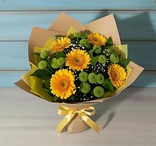 Букет цветов из:  Герберы и Хризантемы в Сафоново Мурманской области